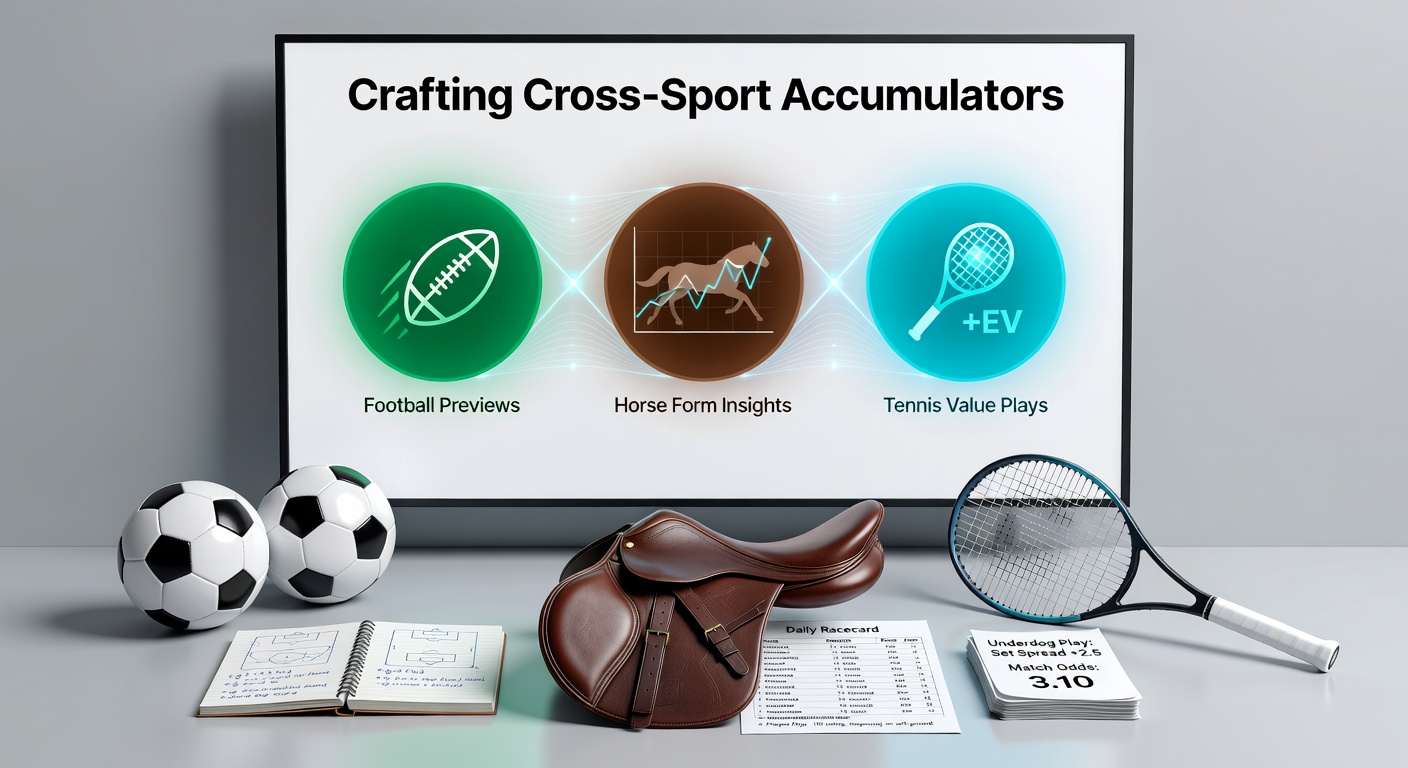 Vibrant collage of Premier League action, galloping racehorses at Cheltenham, and intense tennis rallies on hard courts, symbolizing cross-sport betting synergy