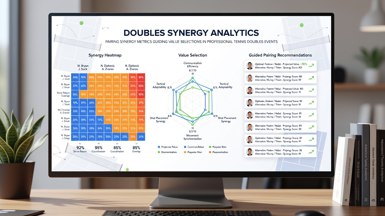 Statistical dashboard displaying tennis doubles synergy metrics and performance trends