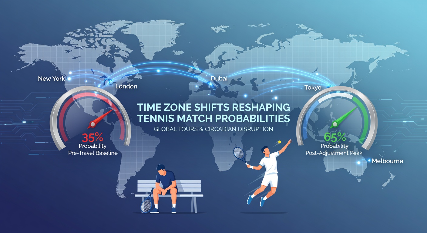 Tennis player adjusting to time zone changes during an international tournament