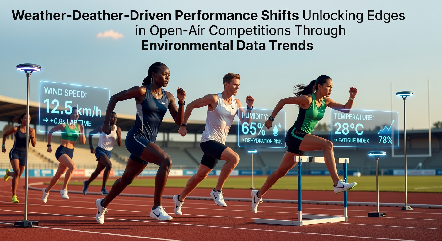 Athletes competing in variable wind and temperature conditions during an outdoor track event